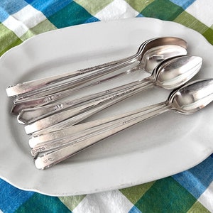 Mismatched vintage iced tea spoons, Summer party spoons, Silverplate spoons, Mother's Day Brunch, Wedding gifts, Sets of four, Hostess gifts