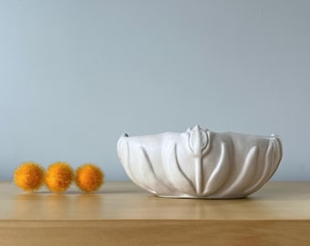 Van Briggle tulip planter, American Art Pottery vase, Matte white glaze