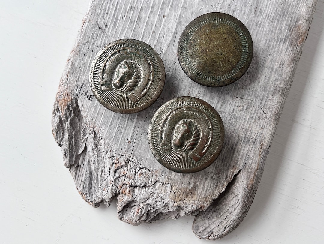 Three Rustic Bridle Buttons, Equestrian Antiques, Horse Tack, Horse