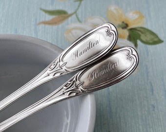 Antique family silver, Hamilton name engraved, Hall & Elton forks