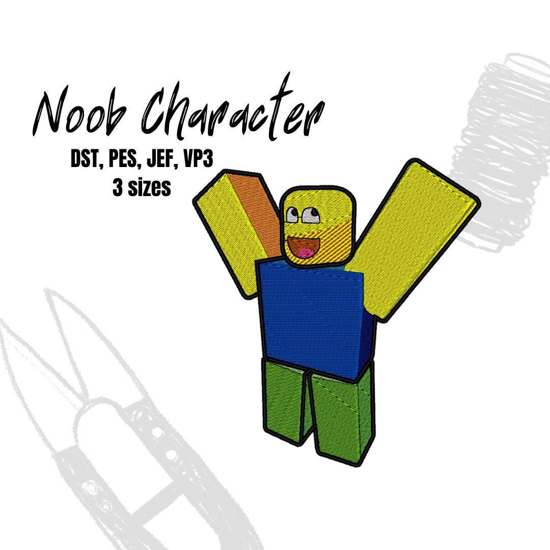 Roblox noob videogame blocks character digital embroidery file.