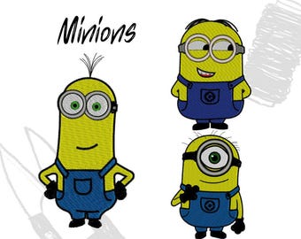 Minions Kevin, Bob, Stuart, characters embroidery files.