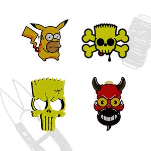 Diseños para máquina de bordar de Homer, Bart Simpson, Devil Punisher, Pikachu y Pokémon