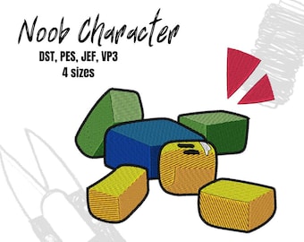 Roblox noob pieces videogame blocks character digital embroidery michine PES DST JEF VP3 file