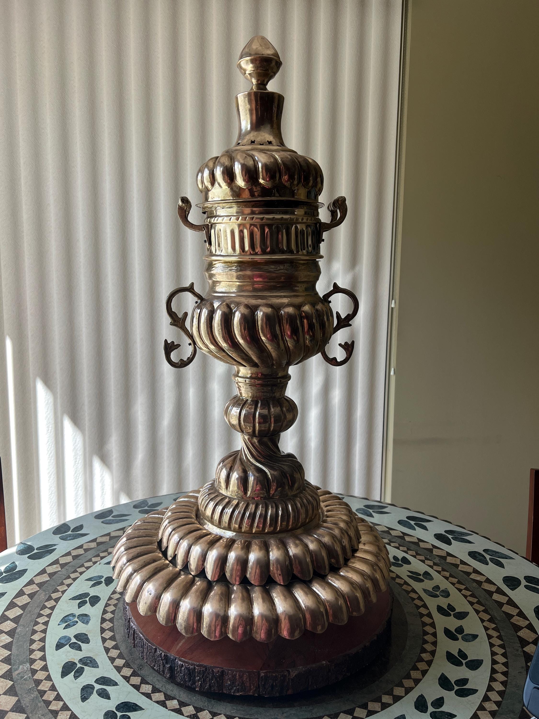 調理器具 Mountain Research / Brass Ornament Vintage Turkish Mangal Brazier – Brass Tent Warmer | 5-piece Stack