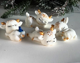 Sleeping Deer Fondant Topper | Handmade Woodland Cake Decoration