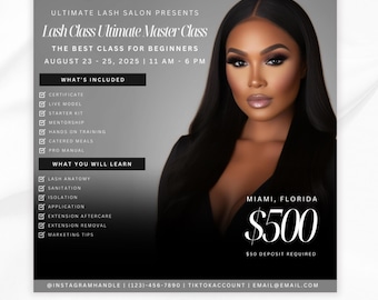 Lash Class Flyer, Lash Extension Flyer, Lash Training Course, Book Now Training, Beauty Class Flyer, Lash Course Training Flyer Design