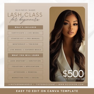 Lash Class Flyer, Lash Extension Flyer, Lash Training Course, Lash Tech Training, Beauty Class Flyer, Lash Course Training Course, Book Now