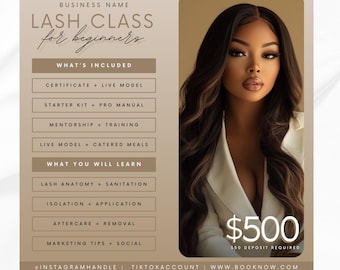 Lash Class Flyer, Lash Extension Flyer, Lash Training Course, Lash Tech Training, Beauty Class Flyer, Lash Course Training Course, Book Now