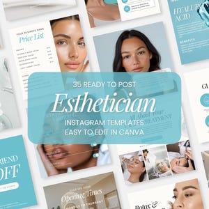 35 Esthetician Instagram Post Templates, Skincare Quotes, Skincare Posts, Esthetician Branding, Canva Templates