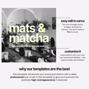 Pilates & Matcha Event Template, Editable Canva Invitation, Wellness Digital Download, Instant Download, Wellness Instagram Social Media