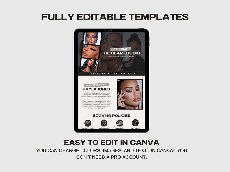 Luxury Modern Lash Artist Acuity Scheduling Template Hair Stylist, Booking Website, DIY Canva Template, Hairstylist, Makeup, MUA, Nails