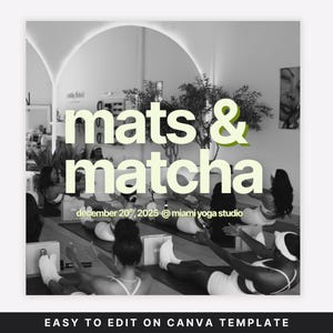 Pilates & Matcha Event Template, Editable Canva Invitation, Wellness Digital Download, Instant Download, Wellness Instagram Social Media