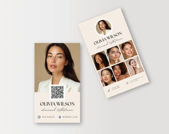 Esthetician Med Spa Luxury Beauty Business Cards, DIY Canva Template Design, Salon Beauty Business Cards, Premade Waxer Beige Business Cards