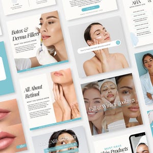 35 Esthetician Instagram Post Templates, Skincare Quotes, Skincare Posts, Esthetician Branding, Canva Templates