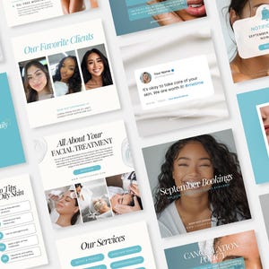 35 Esthetician Instagram Post Templates, Skincare Quotes, Skincare Posts, Esthetician Branding, Canva Templates