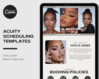 Modèle de planification d'acuité artistique de luxe pour les cils modernes, coiffeur, site de réservation, modèle de toile de bricolage, coiffeur, maquillage, MUA, ongles