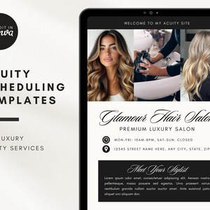 Acuity Scheduling Template, Hair Stylist Acuity Scheduling Template, Hair Stylist Branding, Hair Stylist Website, Hair Salon Canva Instagram