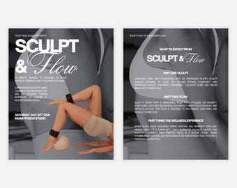 Pilates Instagram Templates, Luxury Pilates Design, Yoga Wellness Social Media, Pilates Studio Bundle, Canva Template, Pilates Event Posts