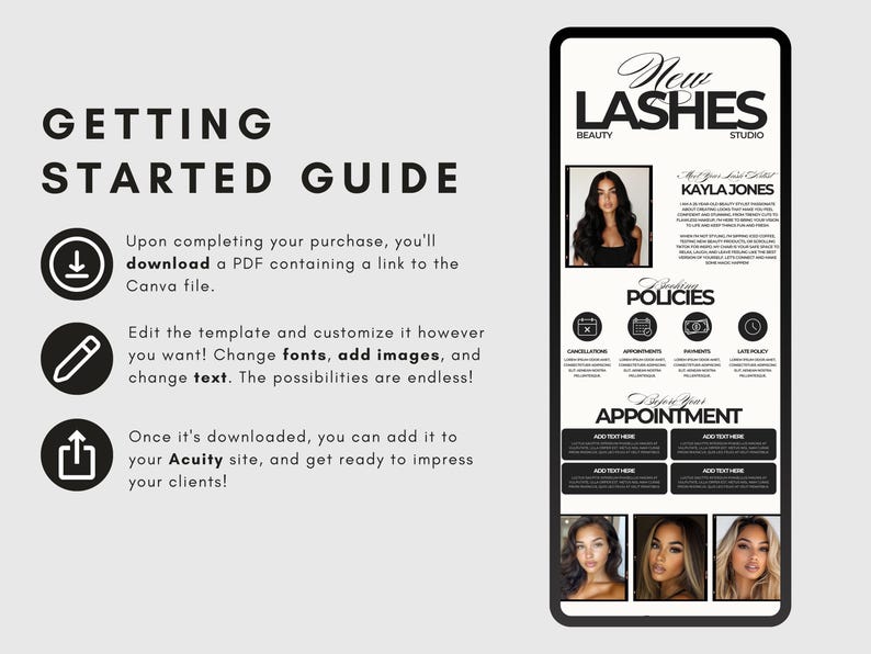 Luxury Beauty Lash Artist Acuity Scheduling Template Hair Stylist, Booking Website, Acuity Scheduling Booking Site, DIY Canva Template, MUA, Nails