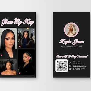 Beauty Visitenkarten Hairstylist Lash Artist MUA Nägel, DIY Canva Template Instagram Design, Hair Salon Pink Vorgefertigte Beauty Visitenkarten