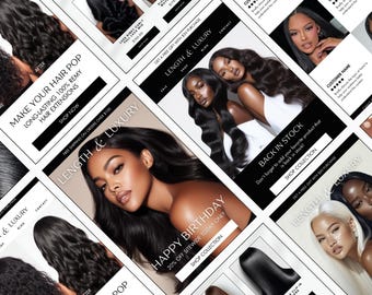 Hair Extensions Beauty Business Email Template, Email Marketing Newsletter Canva, Klaviyo, Mailchimp, Flodesk Flow Sequence, Hair Price List