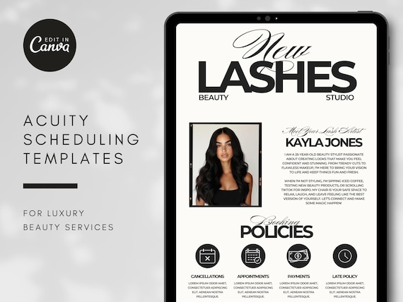 Luxury Lash Artist Acuity Scheduling Template Hair Stylist, Booking Website, Acuity Scheduling Booking Site, DIY Canva Template, MUA, Nails