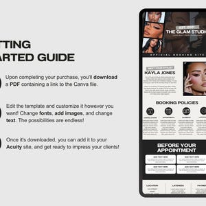Luxury Modern Lash Artist Acuity Scheduling Template Hair Stylist, Booking Website, DIY Canva Template, Hairstylist, Makeup, MUA, Nails