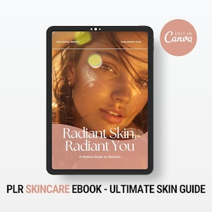 Skincare eBook, Glowing Skin Guide + Master Resell Rights, Esthetician Training, PLR, Healthy Skin Tips, Canva Done For You Digital Template