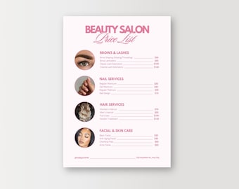 Price List Template, Price List Flyer, Price List, Hair Price List, Wig Flyer, Flyer Template, Nail Flyer, Braid Flyer, Nail Flyer, Makeup