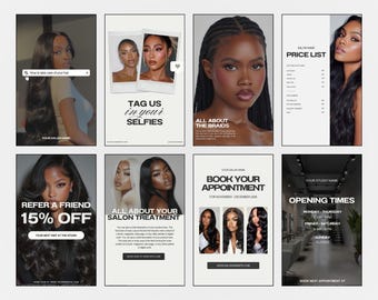 50 Hair Instagram Story Reels Canva Templates, Acuity, Hairstylist Branding Kit, Wigs, Salon Social Media, Hair Care Trendy Business