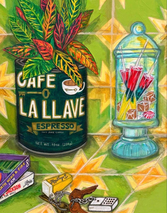 La Llave Cafecito Miami Art Print – Nostalgic Cuban Art “La Llave y Las Llaves”