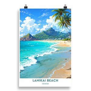 Lanikai Beach, Hawaii Travel Poster | Hawaii Beach Wall Art