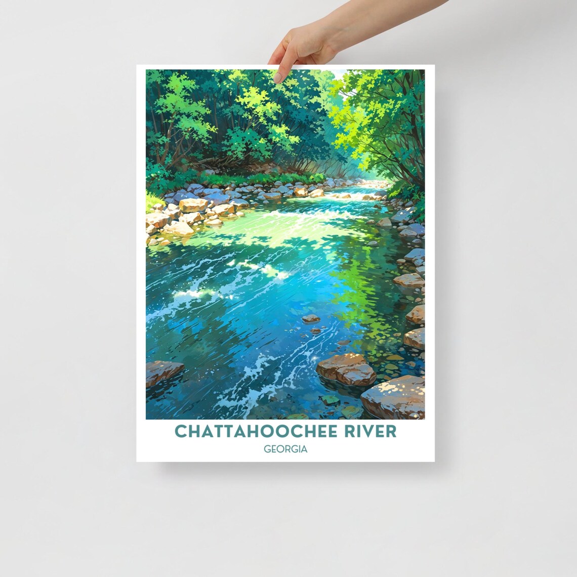 Georgia Rivers Posters Chattahoochee River- Georgia Landscape Poster | Georgia Wall Art - Etsy
