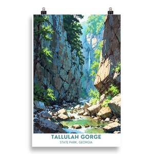 Parque estatal Tallulah Gorge: póster de viaje de Georgia / arte paisajístico de Georgia