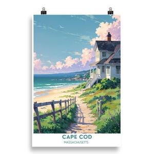 affiche de voyage de Cape Cod | Impression artistique de paysage de Cape Cod dans le Massachusetts
