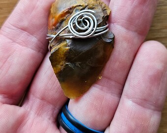 Wire Wrapped Agate and Jasper Pendant