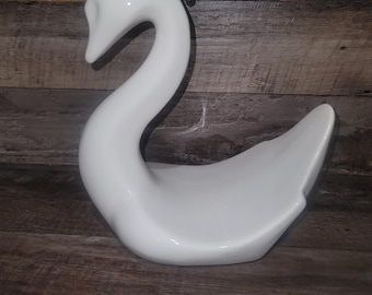 Vintage Swan Washcloth/ Hand Towel Holder Ceramic