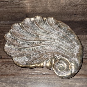 Vintage Ceramic Golden Seashell Tray