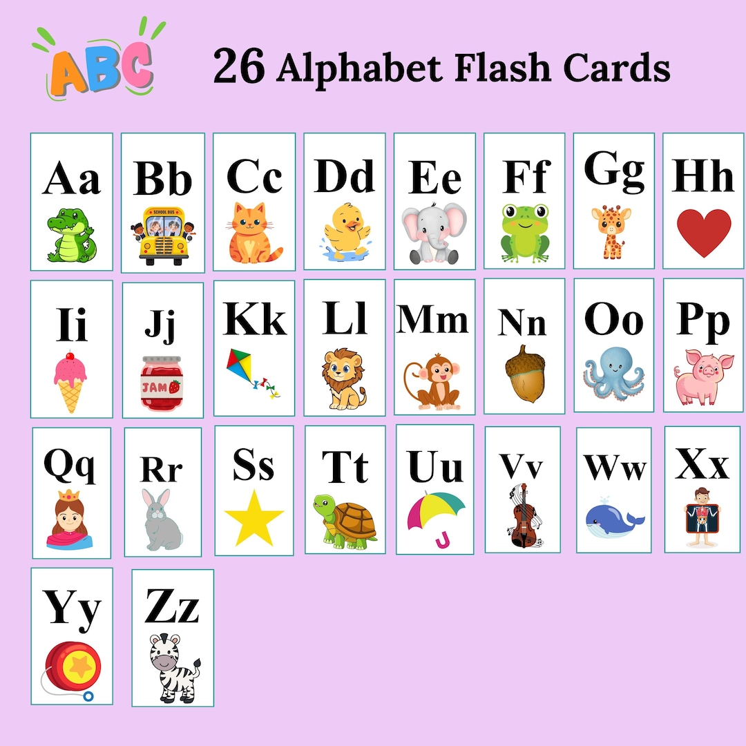 Printable Alphabet Flash Cards: ABC Learning for Toddlers (digital ...