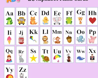 Printable Alphabet Flash Cards: ABC Learning for Toddlers (Digital Download)