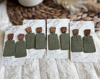 Olive Green Polymer Clay Earrings