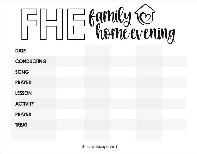 Family Home Evening Chart Etsy