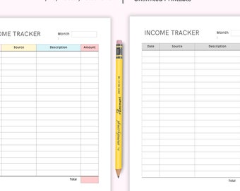 Income & Expense Tracker, Monthly Budget Planner Printable, Financial Planner, Money Tracker, A4/A5/Letter/, Instant Download PDF