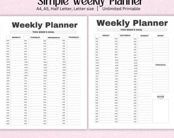 weekly planner, weekly planner printable, weekly budget, weekly schedule, Weekly To Do List, Weekly Planner PDF, Printable, Weekly Organizer