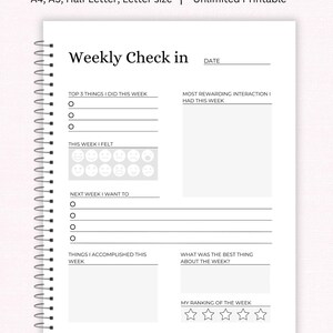 Daily Motivation, Daily Check In, A5 Daily Planner Inserts, A4, Letter ...