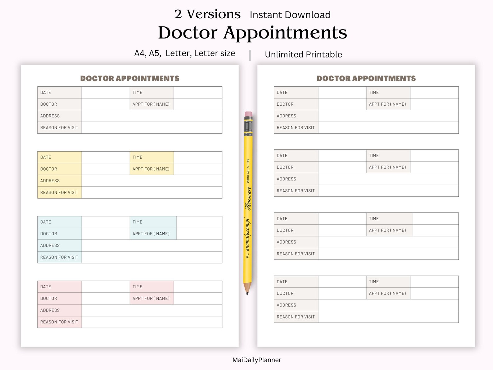Doctor Appointment Form.pdf Doctor Appointment Tracker, Pdf Print Doctor Appointment, Coming Doctor ...