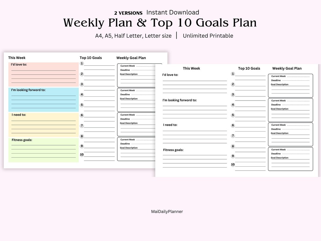 Printable Week Planner PDF, Weekly to Do List, Weekly Habit Tracker ...