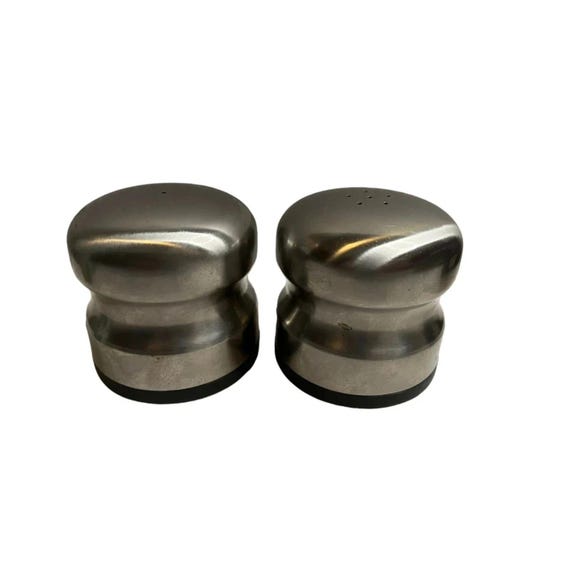 Vintage Danish Salt & Pepper Shaker Set Stainless Steel Mid