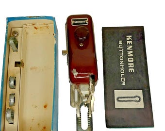 Vintage Kenmore Sewing Machine Buttonholer With Attachments & Case